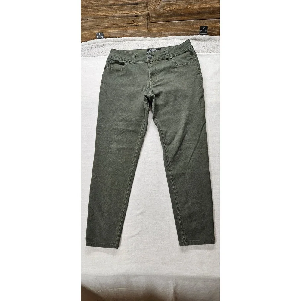 Cato Premium Contemporary‎ Olive Green Slim Leg Pants Womens Size 14 Mid Rise